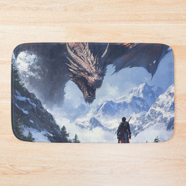 Item preview, Giant Dragon Against Hunter Snow Mountains Art designed and sold by GrinGalore.