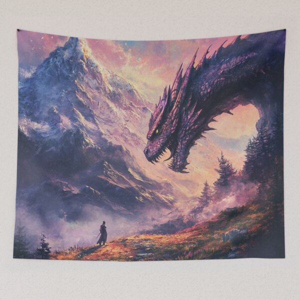 Item preview, Giant Dragon With Dragon Rider In The  Mountains designed and sold by GrinGalore.