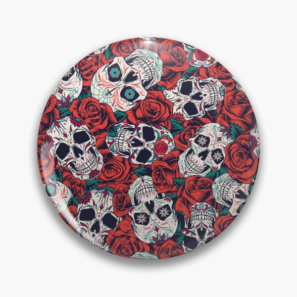 Item preview, Skulls and red roses pattern designed and sold by TheArtistOf2022.