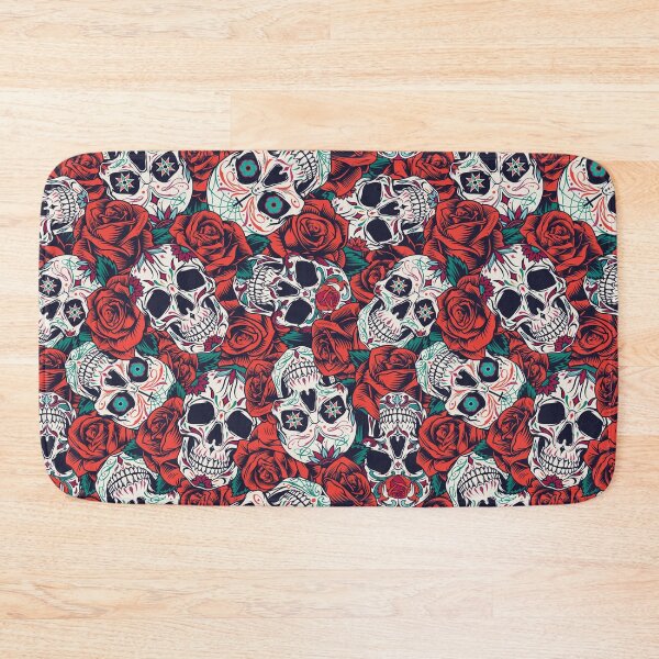 Item preview, Skulls and red roses pattern designed and sold by TheArtistOf2022.