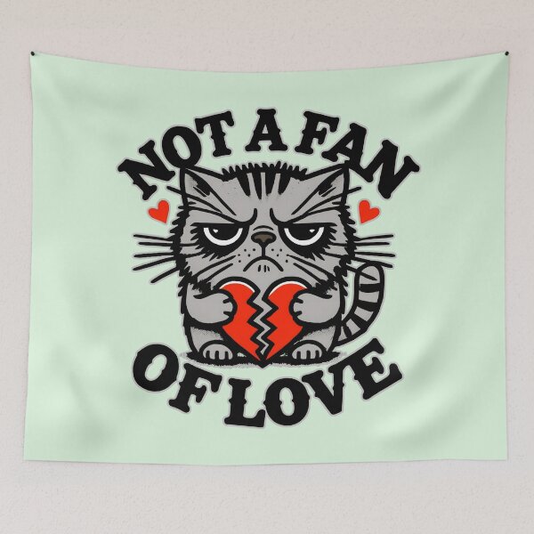 Item preview, Grumpy Striped Kitty Holding Broken Heart: Love Is Not Welcome designed and sold by CoolVisionStd.