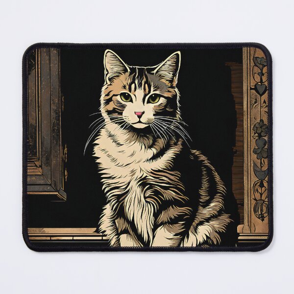 Item preview, Vintage Cat Art: Gray Tabby Cat in a Gothic Setting | Animal Art | Gothic Art | Cat Art | Vintage Cat Illustration designed and sold by UnhingedBird.