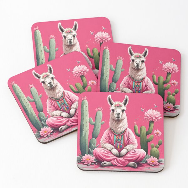 Item preview, Happy zen llama meditating with cactus, llama meditation, meditating llama, hummingbirds, alpaca designed and sold by Coolparrotgirl.