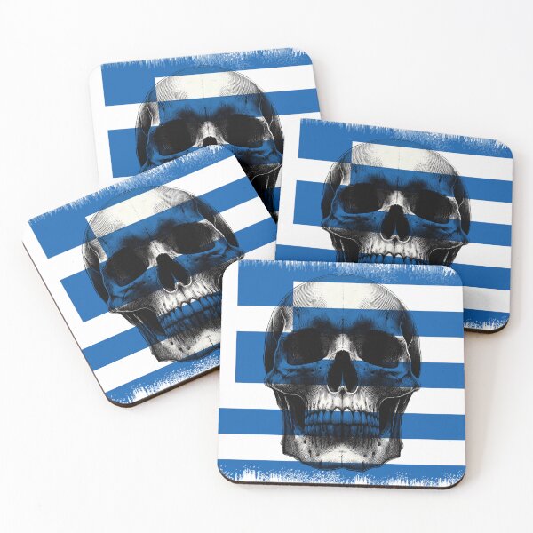 Item preview, GREECE SKULL FLAG NATION RAREART COUNTRY HALLOWEEN #ogirdor designed and sold by ogirdorgraphics.