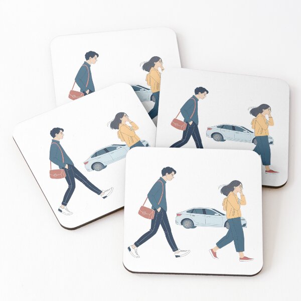 Item preview, A man and woman walk side by side, with the woman holding her phone and the man carrying a bag. designed and sold by DedeeArtthai.