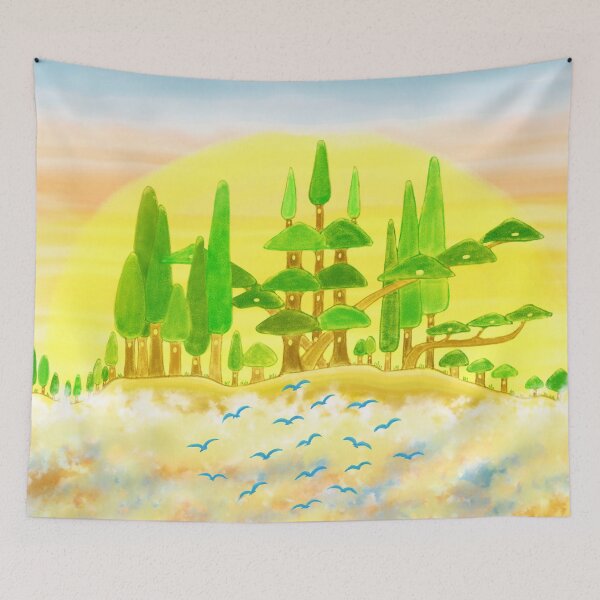 Item preview, Tree castle village and the sea of clouds designed and sold by greenPQBstudio.
