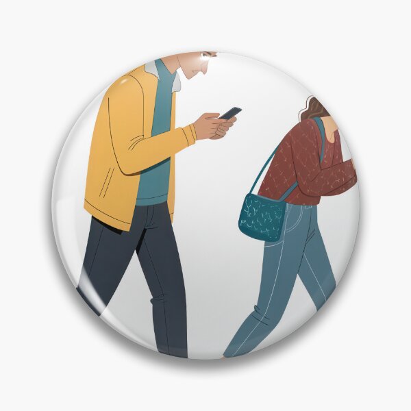 Item preview, Two individuals walking while engrossed in their smartphones. designed and sold by DedeeArtthai.