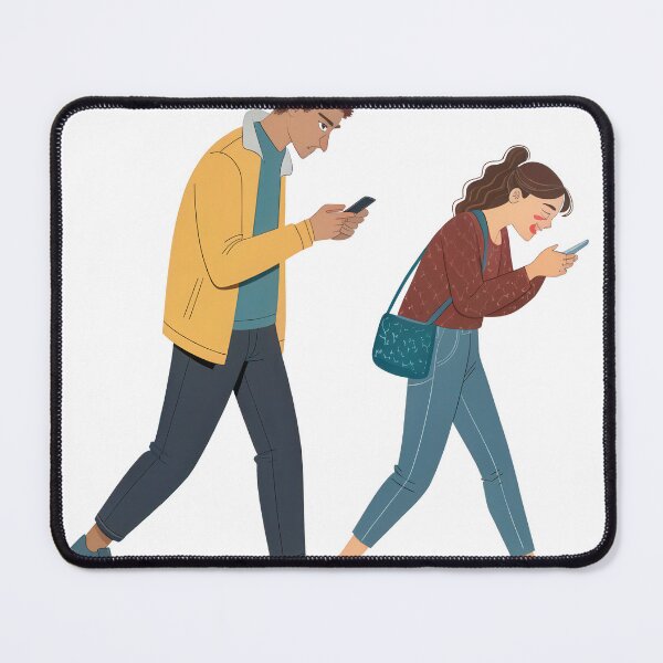 Item preview, Two individuals walking while engrossed in their smartphones. designed and sold by DedeeArtthai.
