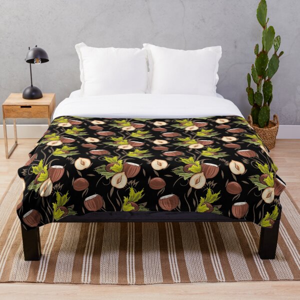 Item preview, Seamless decorative dark pattern with hazelnuts designed and sold by NBwithlove.