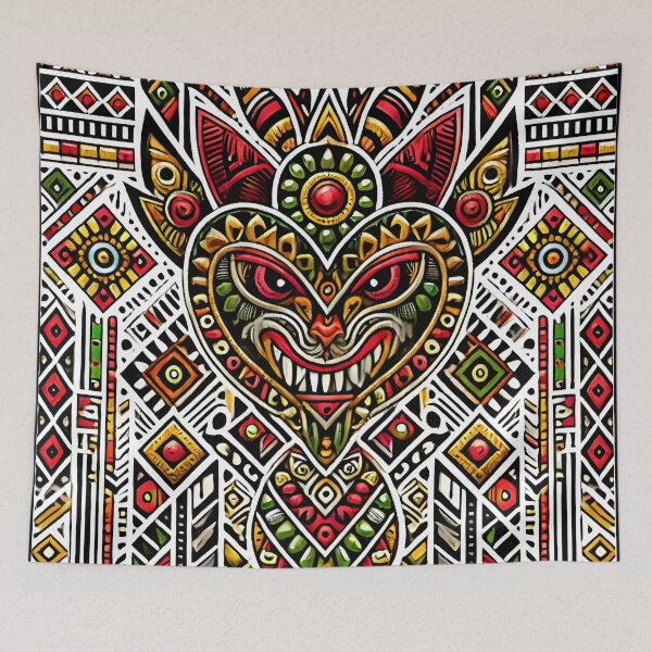 Item preview, Tribal Mask Art - Vibrant Ethnic Pattern Design designed and sold by DrawHandArt.