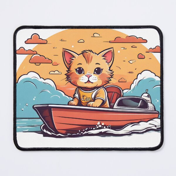 Item preview, cute cat on speedboat designed and sold by Karaz's Animal Kingdom.