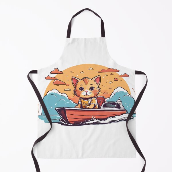 Item preview, cute cat on speedboat designed and sold by Karaz's Animal Kingdom.