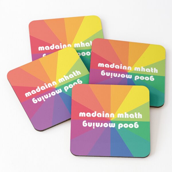 Item preview, good morning | madainn mhath Scottish Gaelic (Gàidhlig) translation rainbow burst background designed and sold by Mamaidh Made.