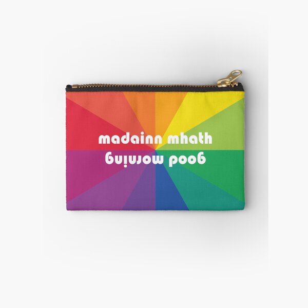 Item preview, good morning | madainn mhath Scottish Gaelic (Gàidhlig) translation rainbow burst background designed and sold by Mamaidh Made.