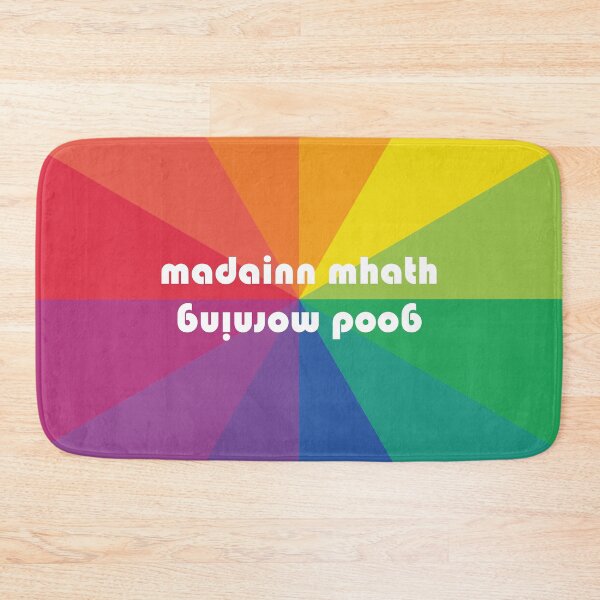 Item preview, good morning | madainn mhath Scottish Gaelic (Gàidhlig) translation rainbow burst background designed and sold by Mamaidh Made.