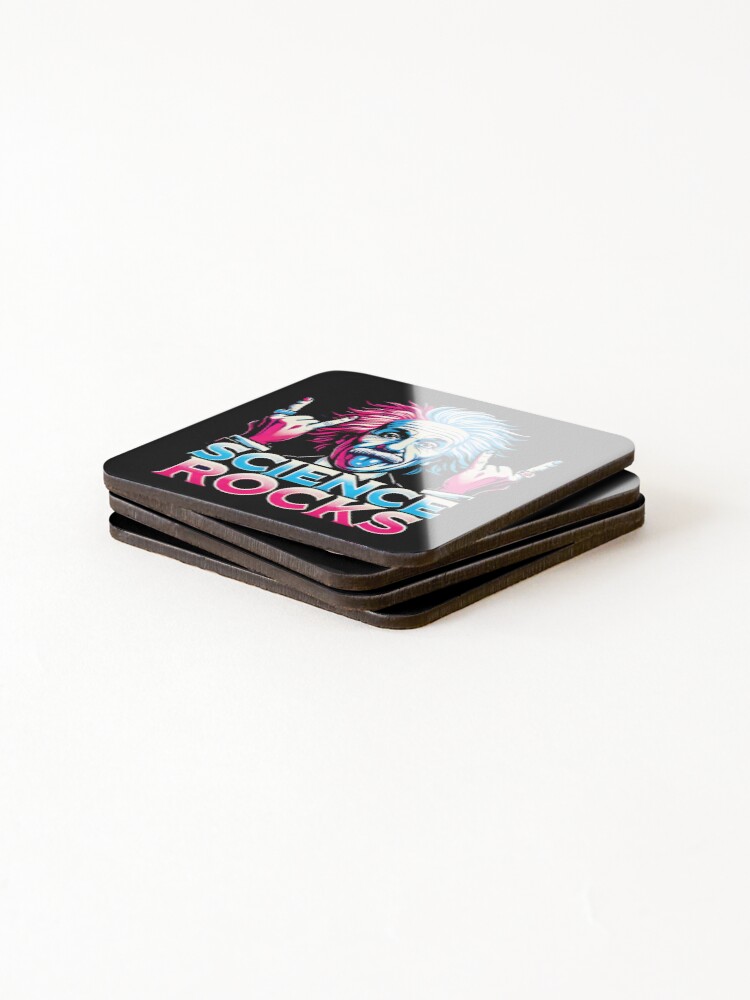 Thumbnail 4 of 5, Coasters (Set of 4), Science Rocks - Einstein Rocking Design designed and sold by DrawHandArt.