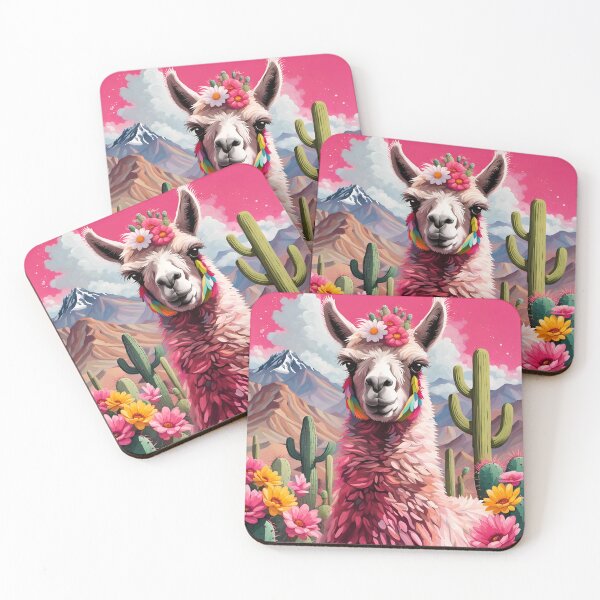 Item preview, happy llama, pink sky, cute happy llama, llama design,alpaca designed and sold by Coolparrotgirl.