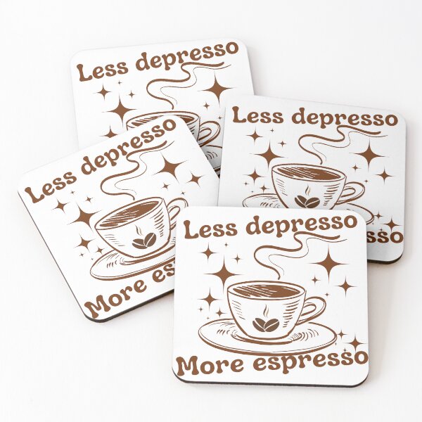 Item preview, Less Depresso More Espresso Funny Coffee Design designed and sold by Azrou shop.