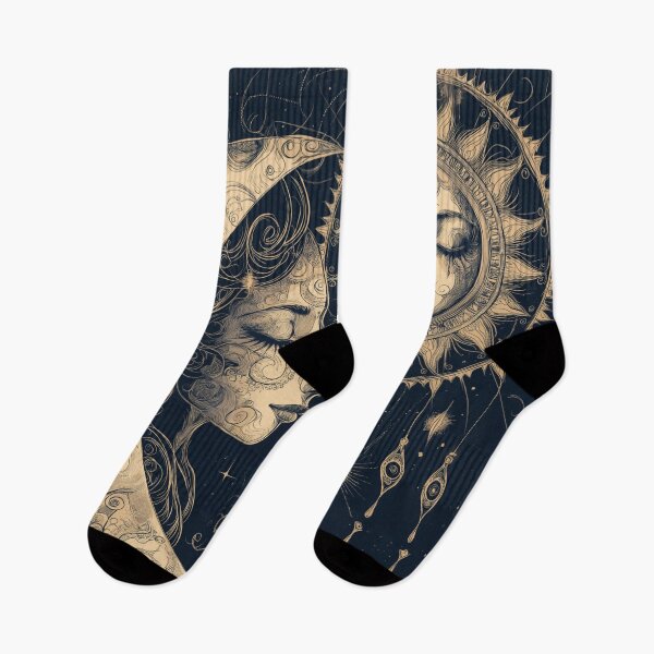 Item preview, Sun & Moon Spirits. Esoteric celestial illustration designed and sold by Shoot-The-Moon.