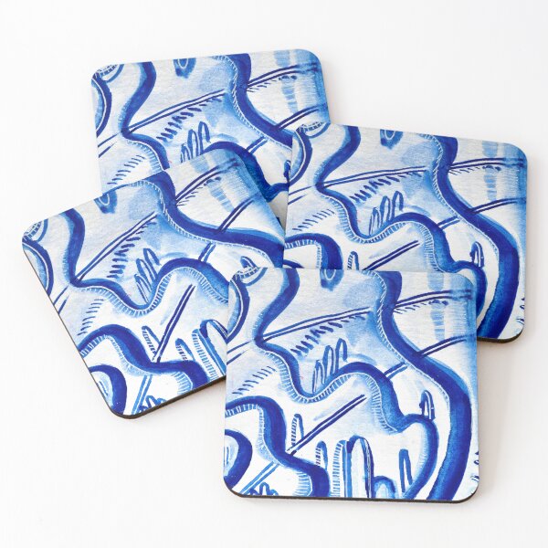 Item preview, Peaceful abstract blue painting designed and sold by beccainskeep.