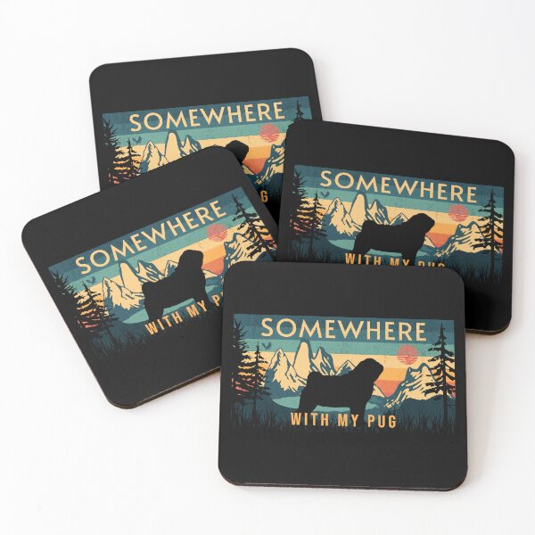 Item preview, Somewhere With My Pug Vintage Hiking Camping Gift designed and sold by Guarddogdrive.