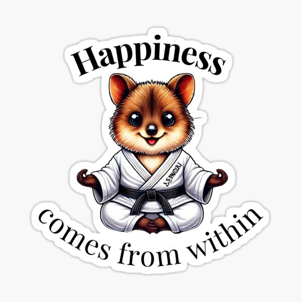 Vista previa del artículo con la obra «La felicidad viene de dentro», diseñado y vendido por welovequokkas.