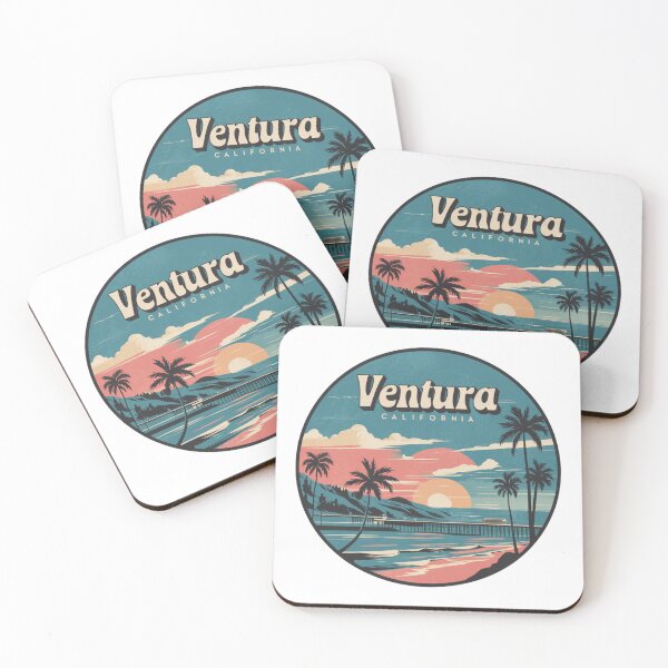 Item preview, Ventura, California - Vintage Beach Design with Sunset and Palm Trees designed and sold by CircinusStore.