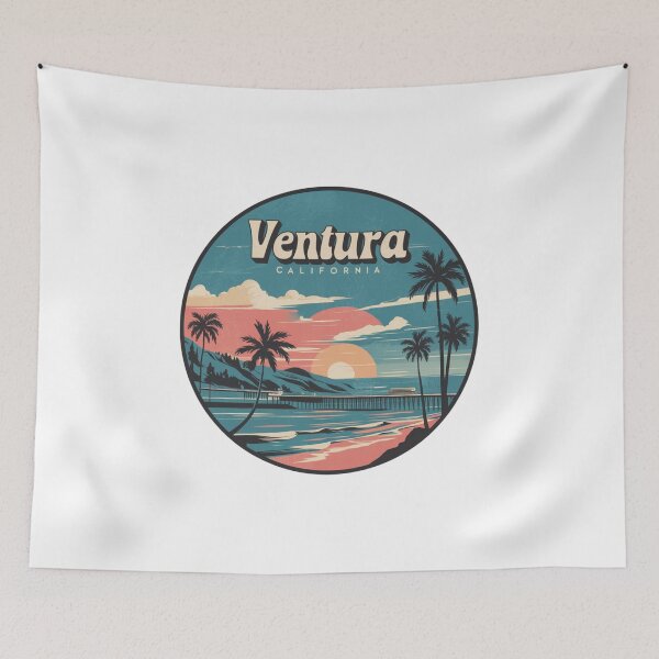 Item preview, Ventura, California - Vintage Beach Design with Sunset and Palm Trees designed and sold by CircinusStore.
