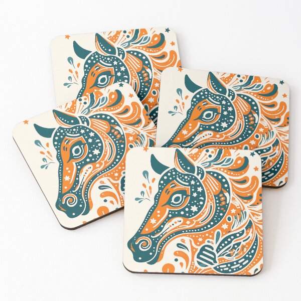 Item preview, Folk horse, green orange designed and sold by BestRebel.