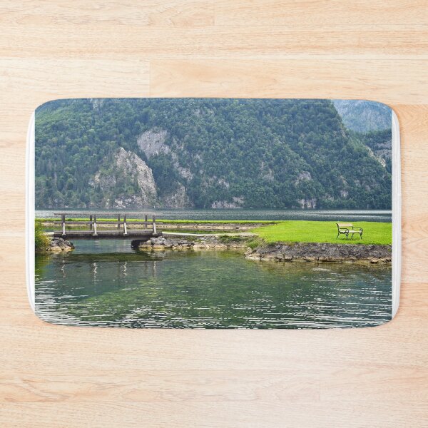 Item preview, Little wooden bridge Lake Traun Traunsee in Traunkirchen,Austria designed and sold by goceris.