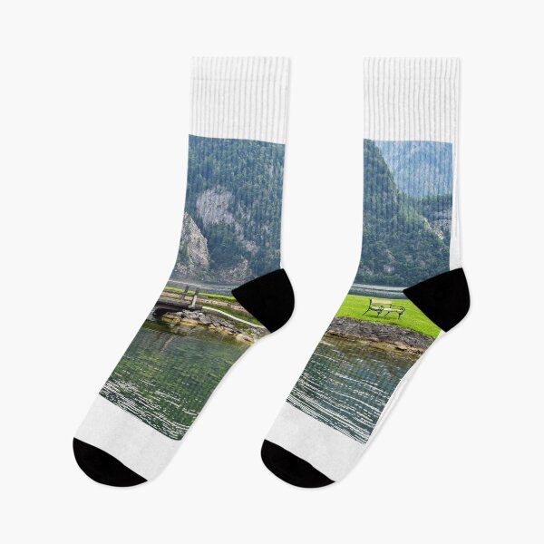 Item preview, Little wooden bridge Lake Traun Traunsee in Traunkirchen,Austria designed and sold by goceris.