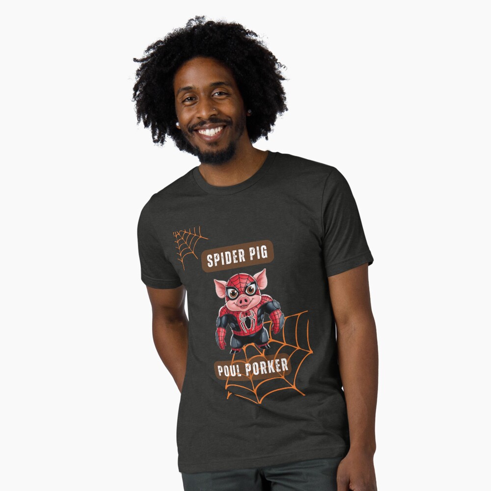 Spider Pig Cool T-Shirt In Schwarz - Lustiges Design Aus 100% Baumwolle