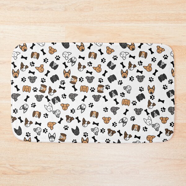 Item preview, Fun Cute Dog Breeds with Bones and Paw Prints Pattern designed and sold by amgraphics.