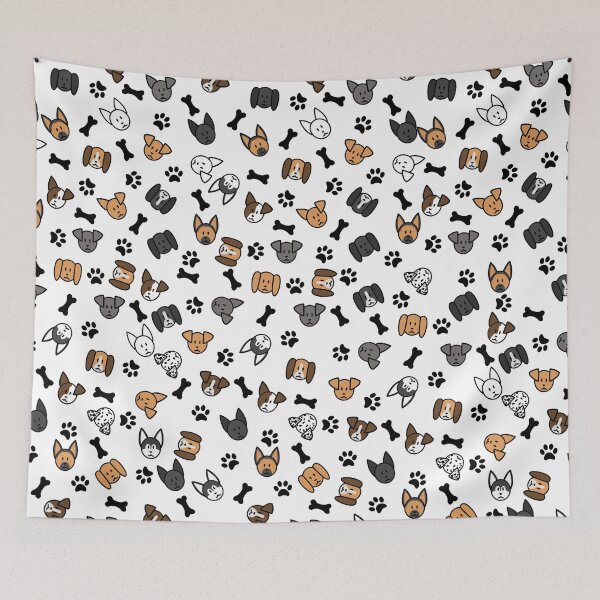 Item preview, Fun Cute Dog Breeds with Bones and Paw Prints Pattern designed and sold by amgraphics.