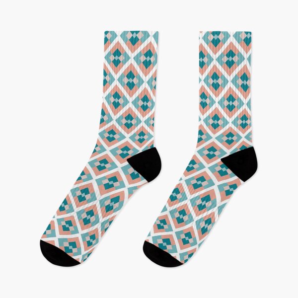 Item preview, Tropical Desert Orange and Teal Harlequin Diamond Pattern designed and sold by amgraphics.