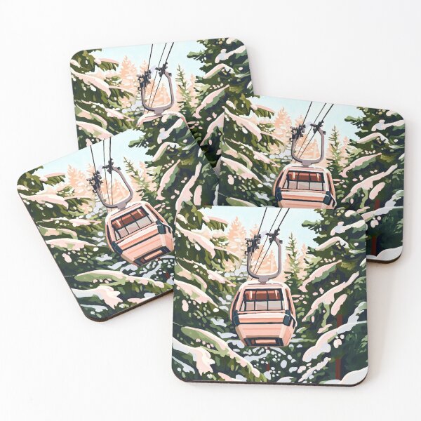 Item preview, Pink Apres Ski Lift Painting designed and sold by Creative Brat Design Studio.
