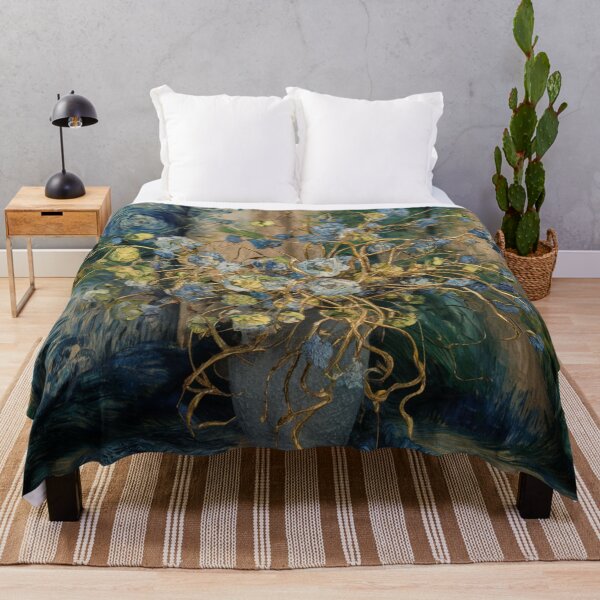 Item preview, Interweaving of gold threads on a background of blue and green, oil paint. designed and sold by elegantpaterns.