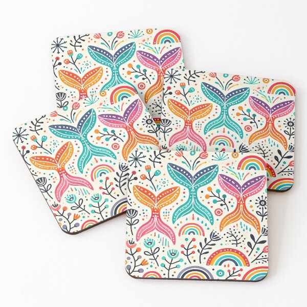 Item preview, Scandinavian Folk Art Rainbow Animals - Three Whale Tails by heidiannemorris designed and sold by FOLK ART FUSION by heidiannemorris.