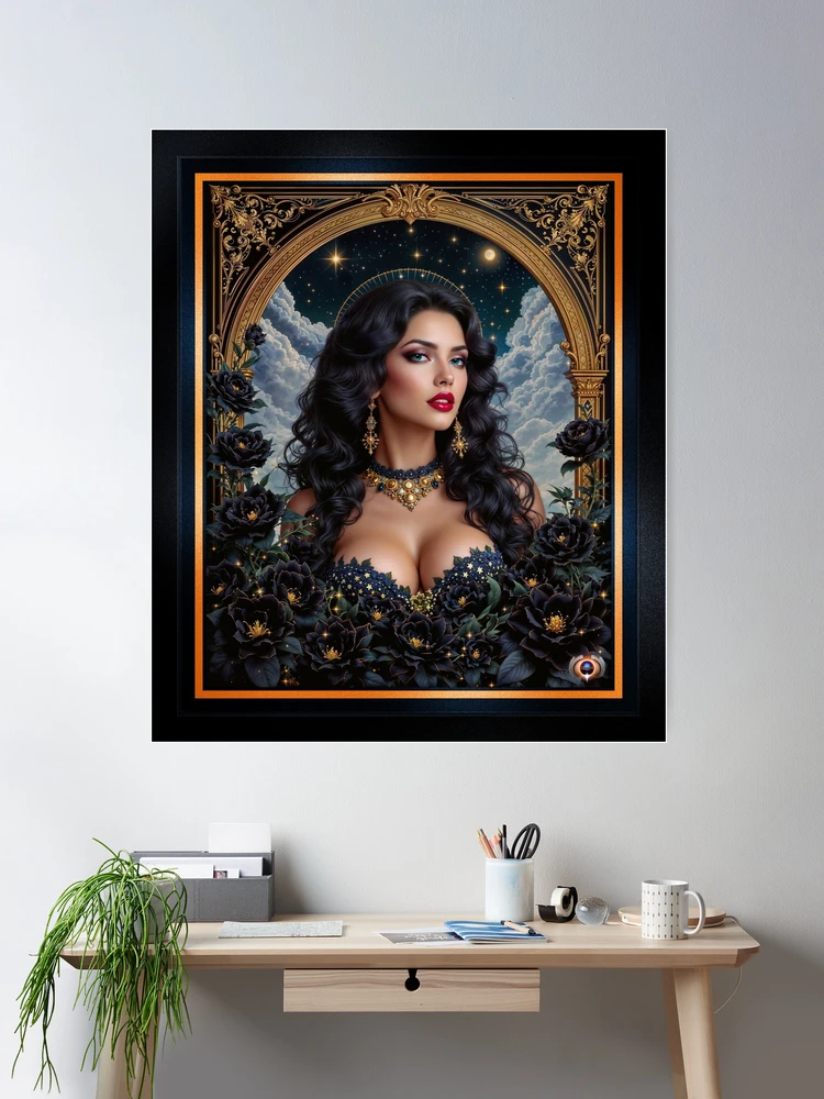 Discover Luciana Esmeralda's Timeless Cosmic Beauty And Elegance Alluring AI Concept Art by Xzendor7 Wall Decor Poster Art Print