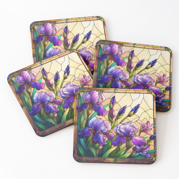 Item preview, Purple Iris Stained Glass design designed and sold by CattyCornerPOD.