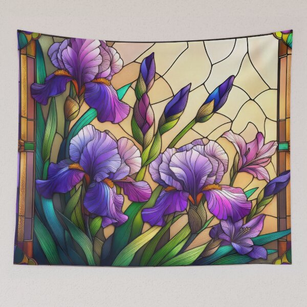 Item preview, Purple Iris Stained Glass design designed and sold by CattyCornerPOD.