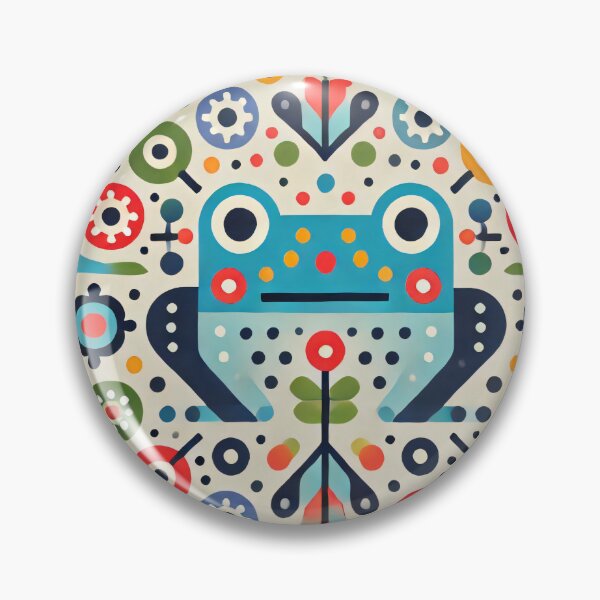 Item preview, Scandinavian Folk Art Rainbow Animals - Cute Colourful Frog by heidiannemorris designed and sold by FOLK ART FUSION.