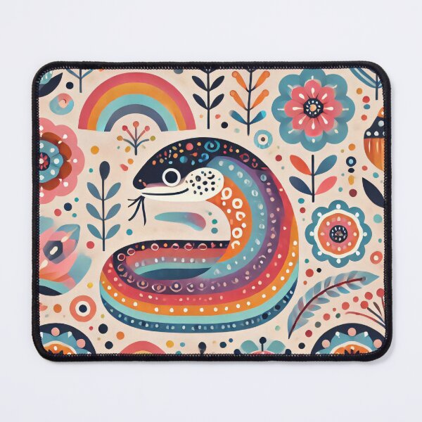 Item preview, Scandinavian Folk Art Rainbow Animals - Cute Colourful Slow Worm by heidiannemorris designed and sold by FOLK ART FUSION by heidiannemorris.