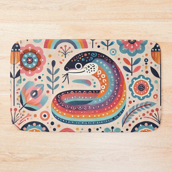 Item preview, Scandinavian Folk Art Rainbow Animals - Cute Colourful Slow Worm by heidiannemorris designed and sold by FOLK ART FUSION by heidiannemorris.