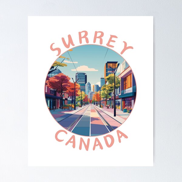 Item preview, Surrey in British Columbia Canada Retro Travel Art Emblem designed and sold by MaateoDesign.