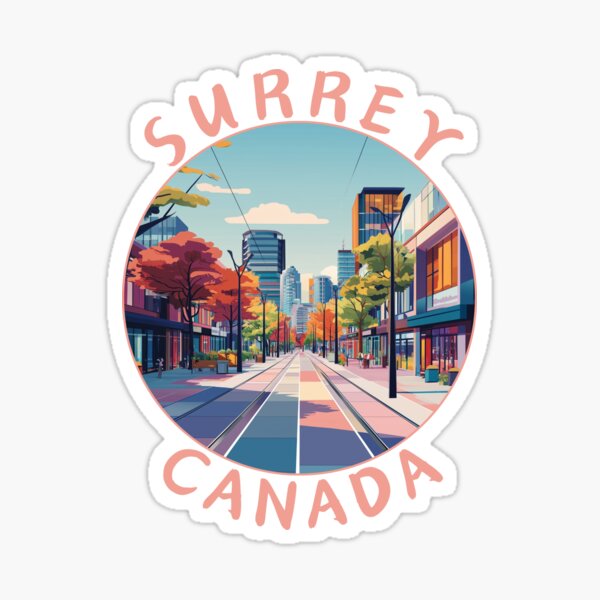 Item preview, Surrey in British Columbia Canada Retro Travel Art Emblem designed and sold by MaateoDesign.
