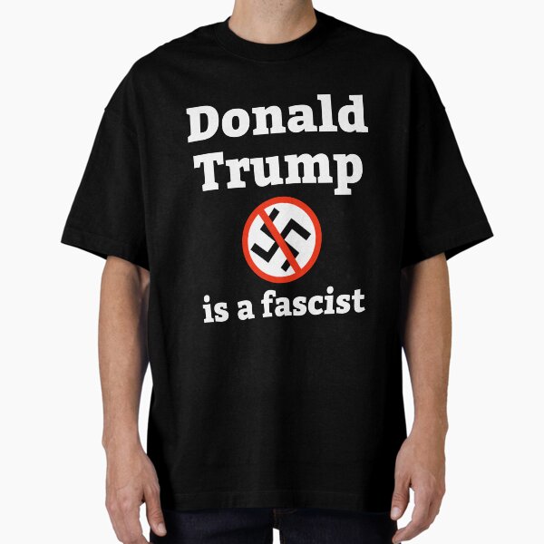 Vista previa del artículo con la obra «Donald Trump es un fascista», diseñado y vendido por Rachel the Artist .