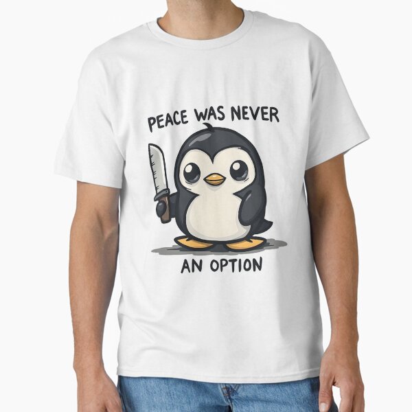 Artikel-Vorschau von Süßer Pinguin mit Messer. Lustiger Frieden war nie eine Option - Lustiger Pinguin, designt und verkauft von Moad Fahim.
