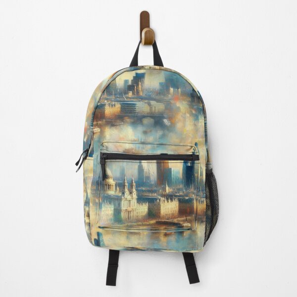Item preview, London England Aerial Skyline Skyscrapers Thames Impressionist Painting designed and sold by TheTimeTaxi.