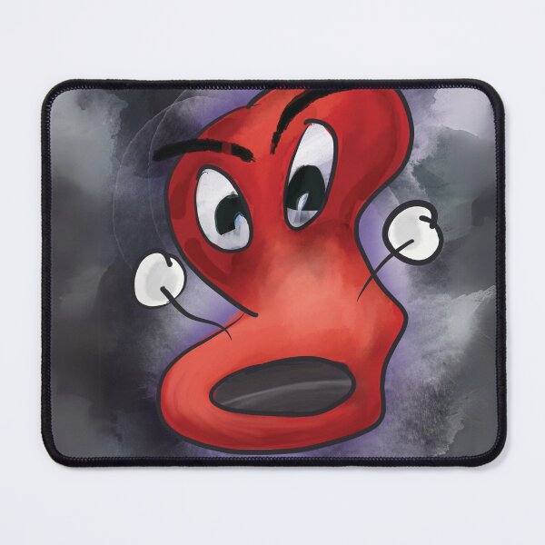 Item preview, ANGERCELL // Hand-drawn comic character - Angry and cheeky on blue and grey watercolor background designed and sold by artbymuni.